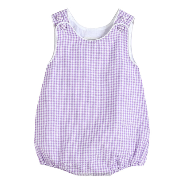 Classic Purple Gingham Bubble Romper