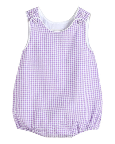 Classic Purple Gingham Bubble Romper