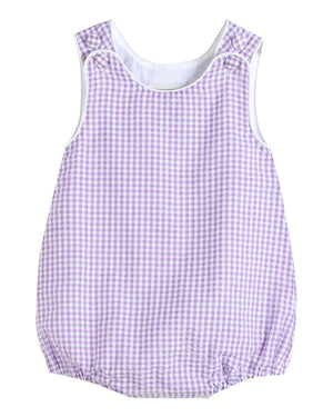 Classic Purple Gingham Bubble Romper