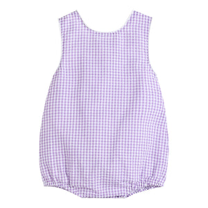 Classic Purple Gingham Bubble Romper