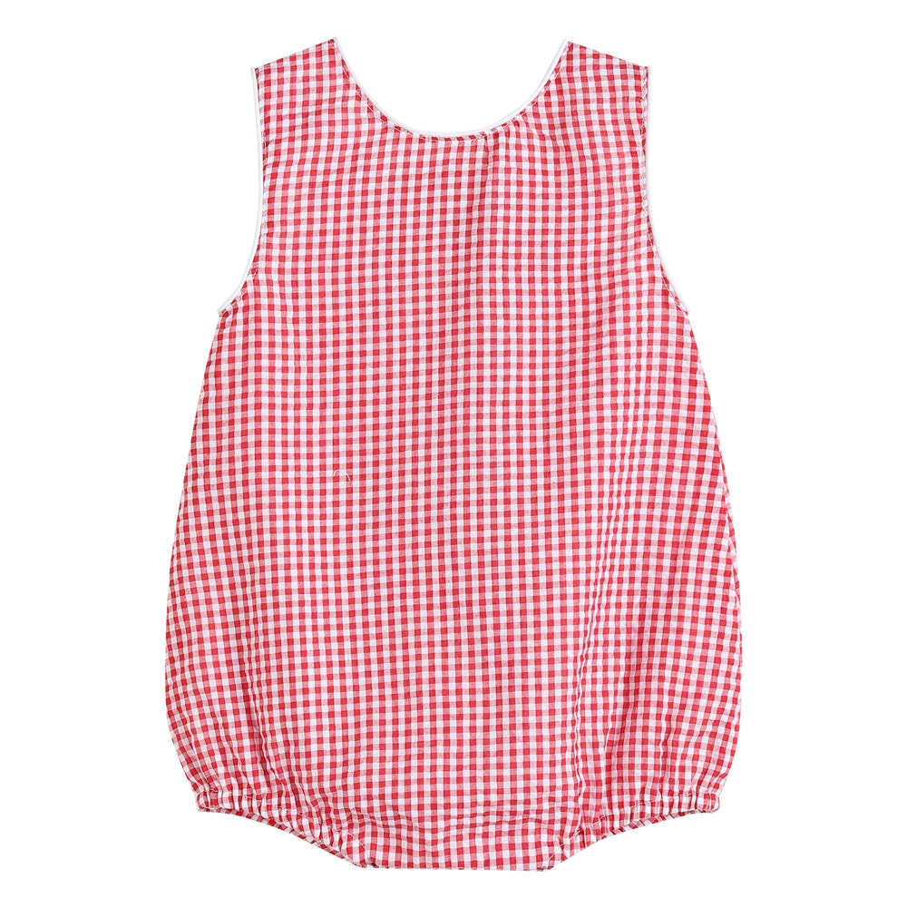Classic Red Seersucker Bubble Romper - MOOGCO Baby