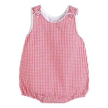 Classic Red Seersucker Bubble Romper - MOOGCO Baby