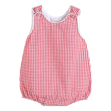Classic Red Seersucker Bubble Romper - MOOGCO Baby
