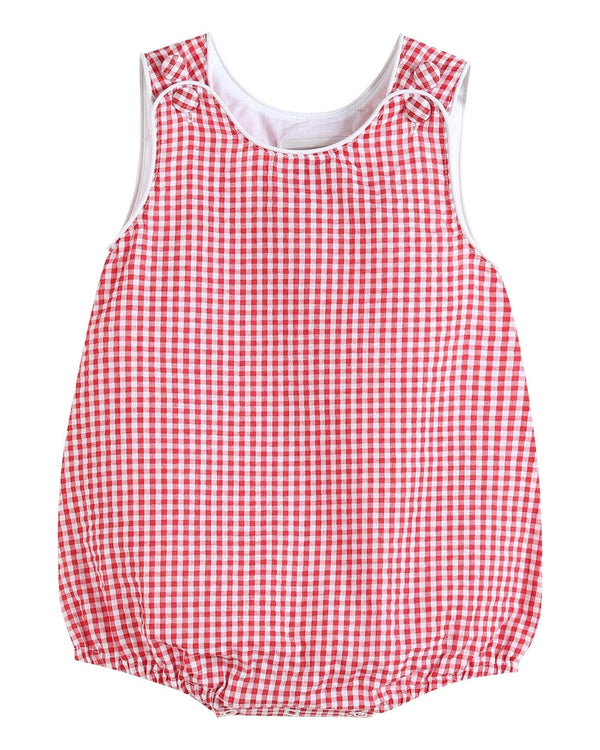 Lil Cactus Classic Red Seersucker Bubble Romper Adjustable Straps