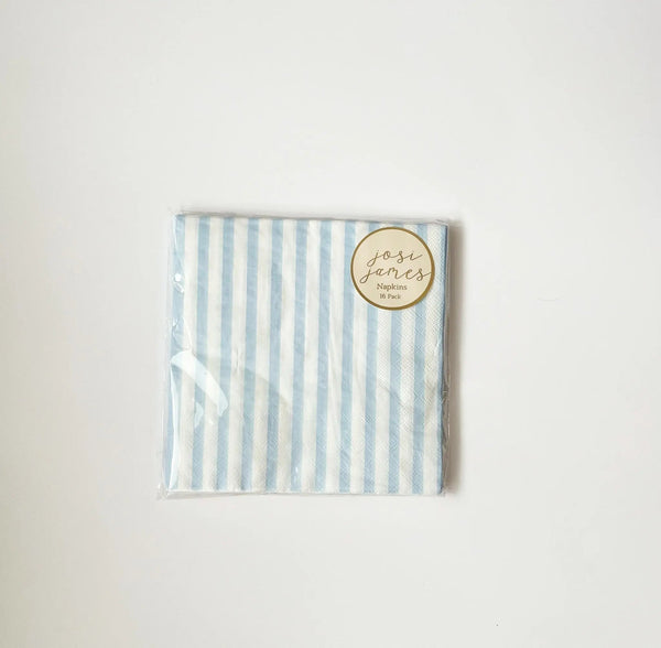 Classic Stripe Baby Blue Large Disposable Paper Napkins (16pcs)
