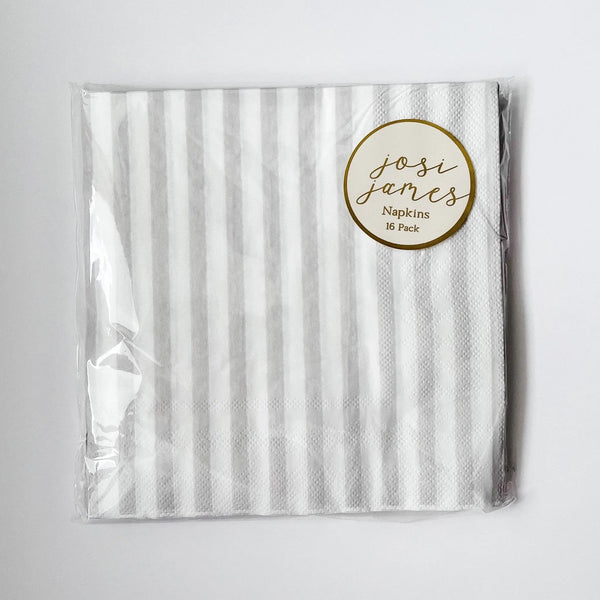Classic Stripe Light Gray Large Disposable Paper Napkins (16pcs)