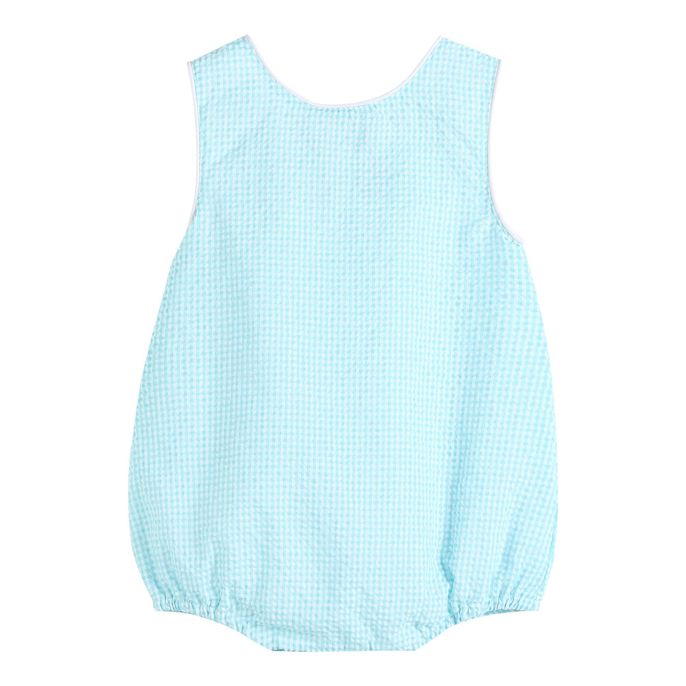 Classic Turquoise Seersucker Bubble Romper