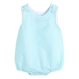 Classic Turquoise Seersucker Bubble Romper