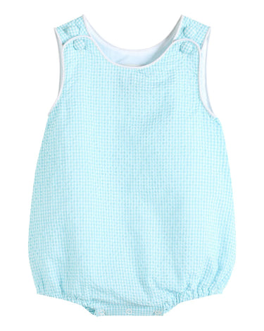 Classic Turquoise Seersucker Bubble Romper