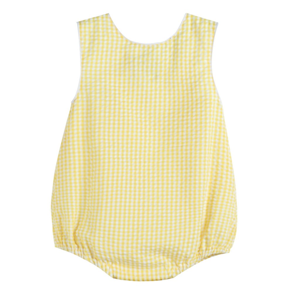 Classic Yellow Gingham Bubble Romper - MOOGCO Baby