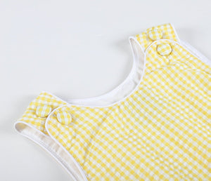 Classic Yellow Gingham Bubble Romper