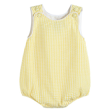 Classic Yellow Gingham Bubble Romper - MOOGCO Baby