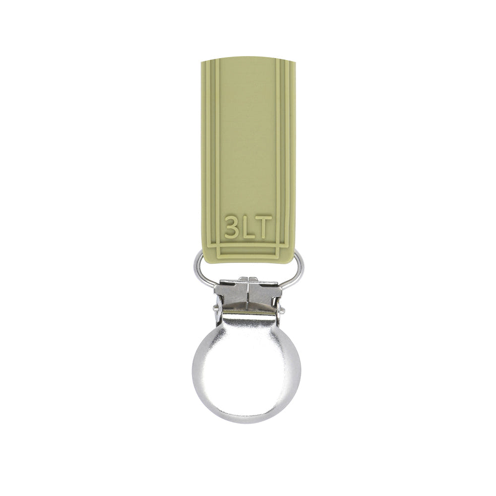 Classic Olive Green All Silicone One Piece Pacifier Clip