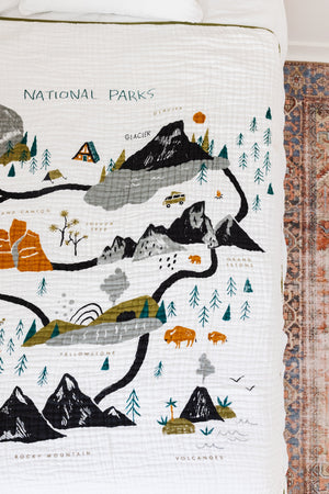 Clementine Kids National Parks Throw Blanket twin-friendly olive