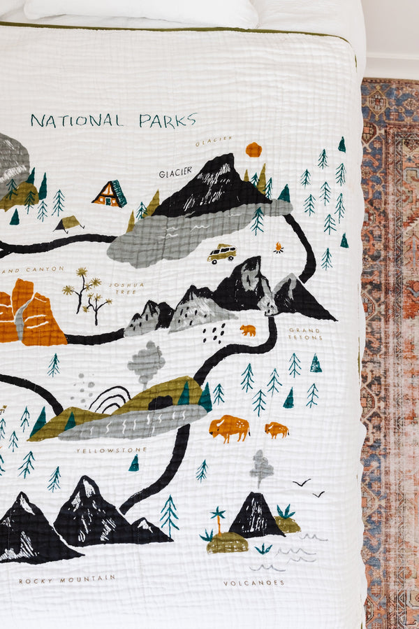 Clementine Kids National Parks Throw Blanket twin-friendly olive