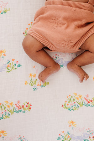 Clementine Kids Garden Goose Crib Sheet 100% Cotton Muslin