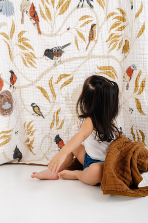 Cozy For the Birds Throw Blanket, perfect quilt for babies, featuring charming bird designs and soft fabric.