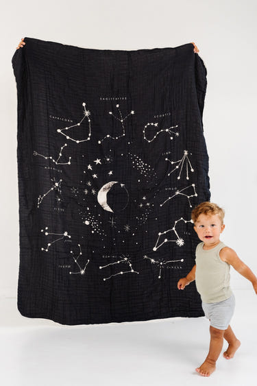 Astrology throw blanket for babies, featuring celestial designs, perfect for cozying up and adding charm to nurseries.