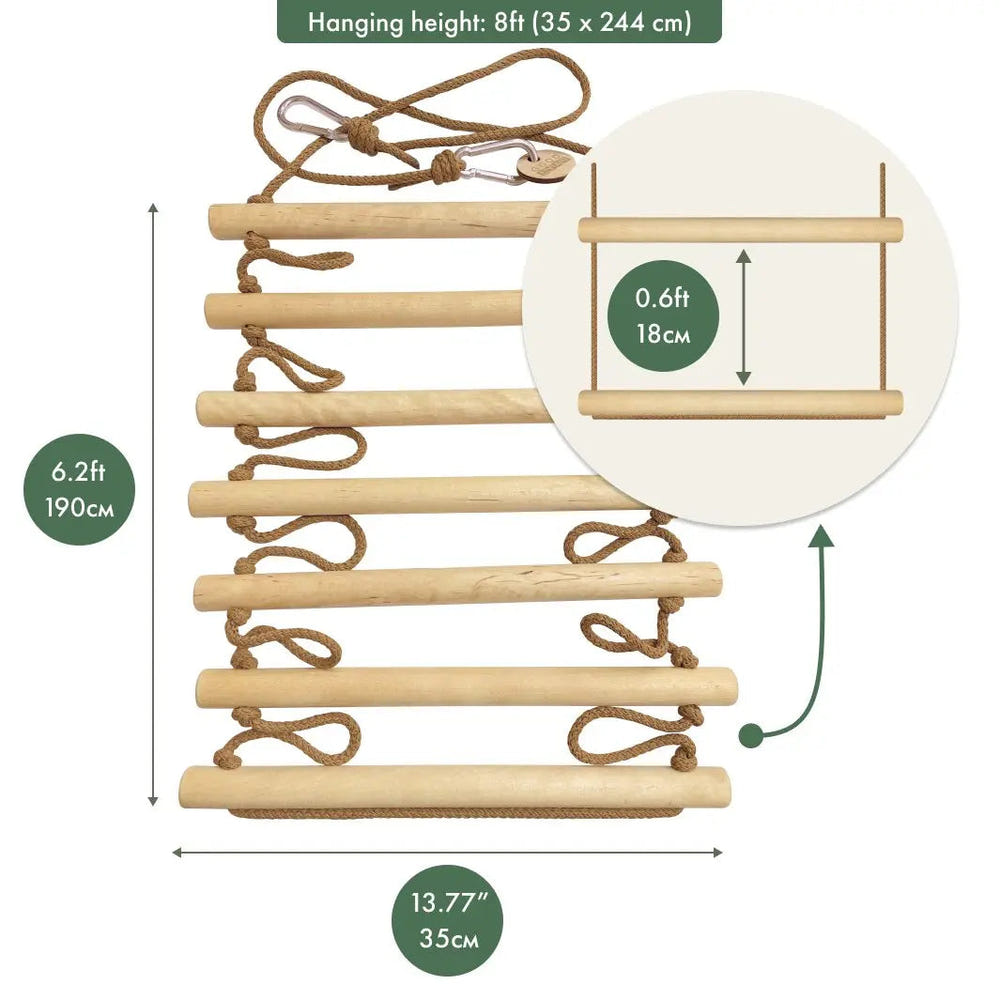 Climbing rope ladder for kids aged 3-9, perfect for outdoor play and fun adventures.