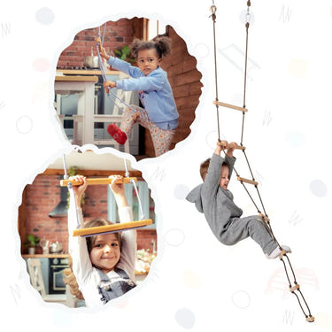 Climbing rope ladder for kids aged 3-9, perfect for outdoor play and fun adventures.