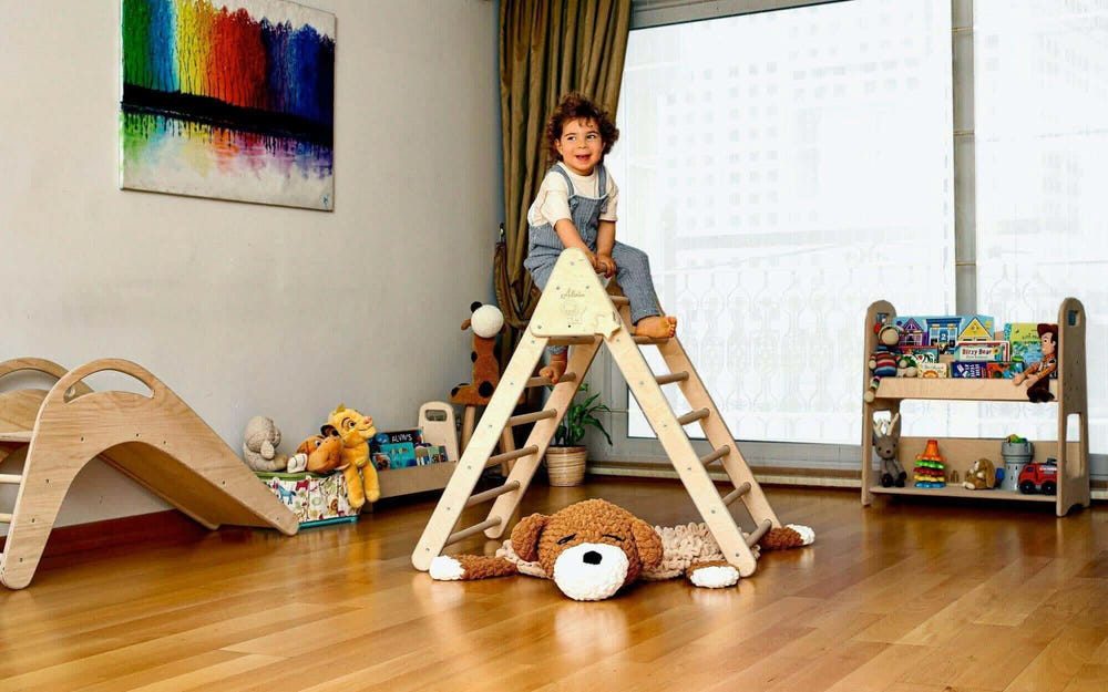 Climbing Triangle and Ramp Set 2-in-1 | Foldable Montessori Play Set for active baby play and development.