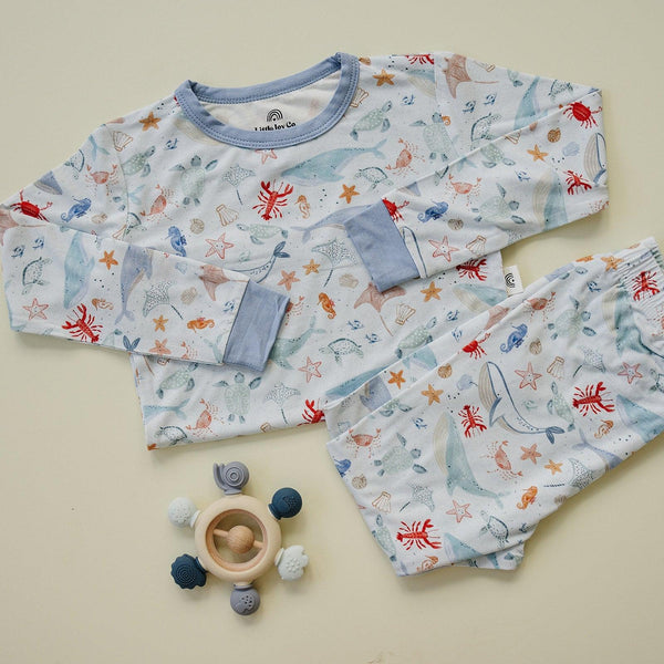 Coastal Cutie 2pc Modal Pajamas for babies, soft and stylish sleepsuit set in a cozy angle view.