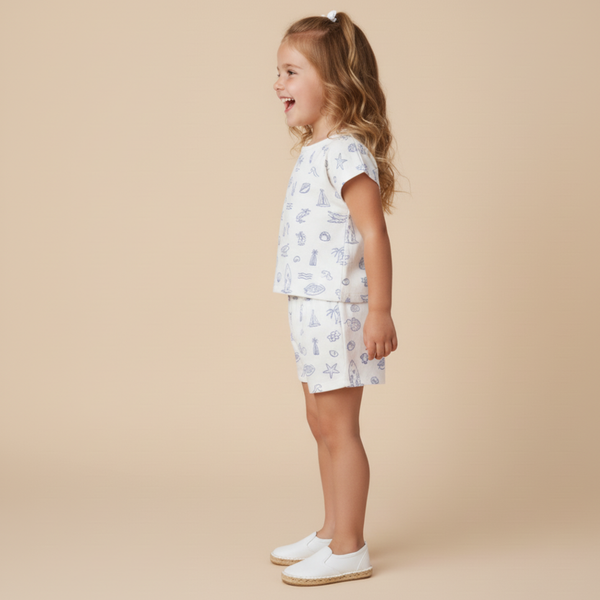 Organic Drop Shoulder Tee & Shorts Set - Coastal