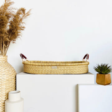 Cognac + Cream Handle Changing Basket