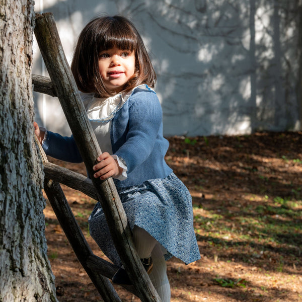 COLETTE | Girls Blue Knitted Cotton Cardigan