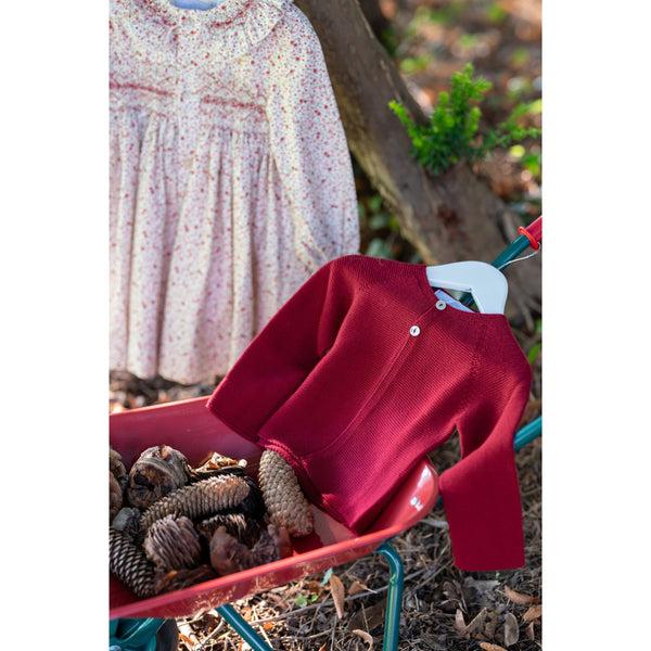 COLETTE | Girls Burgundy Knitted Cotton Cardigan