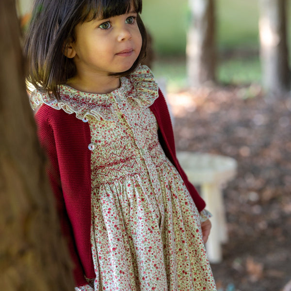 COLETTE | Girls Burgundy Knitted Cotton Cardigan