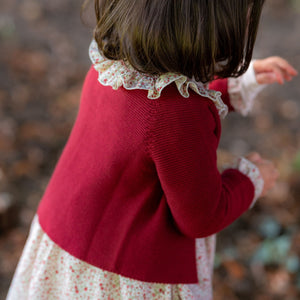 COLETTE | Girls Burgundy Knitted Cotton Cardigan
