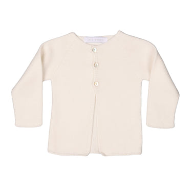 Ivory knitted cotton cardigan for girls, perfect for babies and toddlers. Cozy and stylish outerwear.