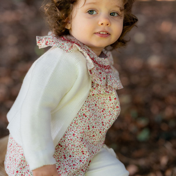COLETTE | Girls Ivory Knitted Cotton Cardigan