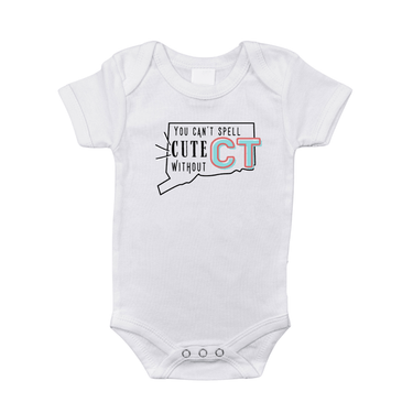 Connecticut Baby Onesie - Short Sleeve Bodysuit for infants, featuring a cute design and soft fabric.
