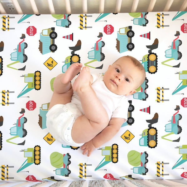 Fitted Crib Sheet - Construction Trucks