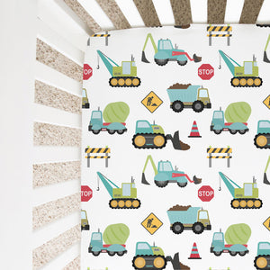 Fitted Crib Sheet - Construction Trucks