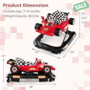 Convertible Baby Walker with 3 Adjustable Height Settings-Pink Pink Baby Walkers