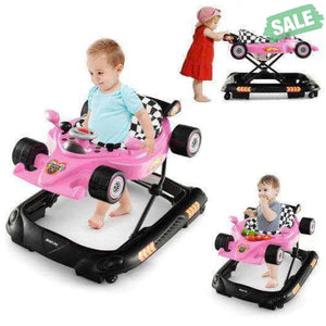 Convertible Baby Walker with 3 Adjustable Height Settings-Pink Pink Baby Walkers