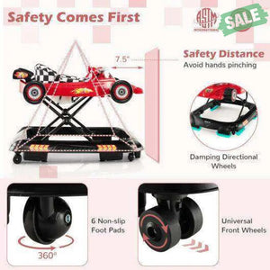 Convertible Baby Walker with 3 Adjustable Height Settings-Red