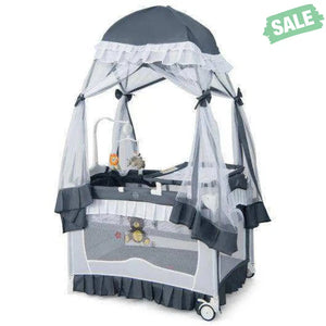Convertible Bassinet with Removable Changing Table and Detachable Mesh Net-Grey