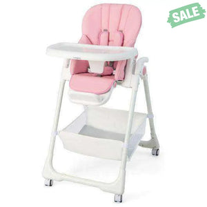 Convertible Infant Dining Chair with 5 Backrest and 3 Footrest Positions-Gray High Chairs