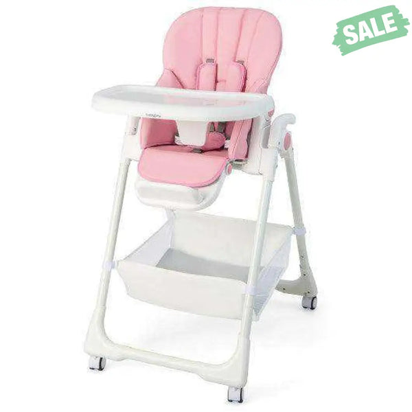 Convertible Infant Dining Chair with 5 Backrest and 3 Footrest Positions-Gray High Chairs