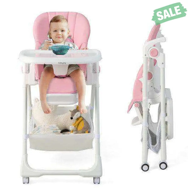 Convertible Infant Dining Chair with 5 Backrest and 3 Footrest Positions-Gray High Chairs