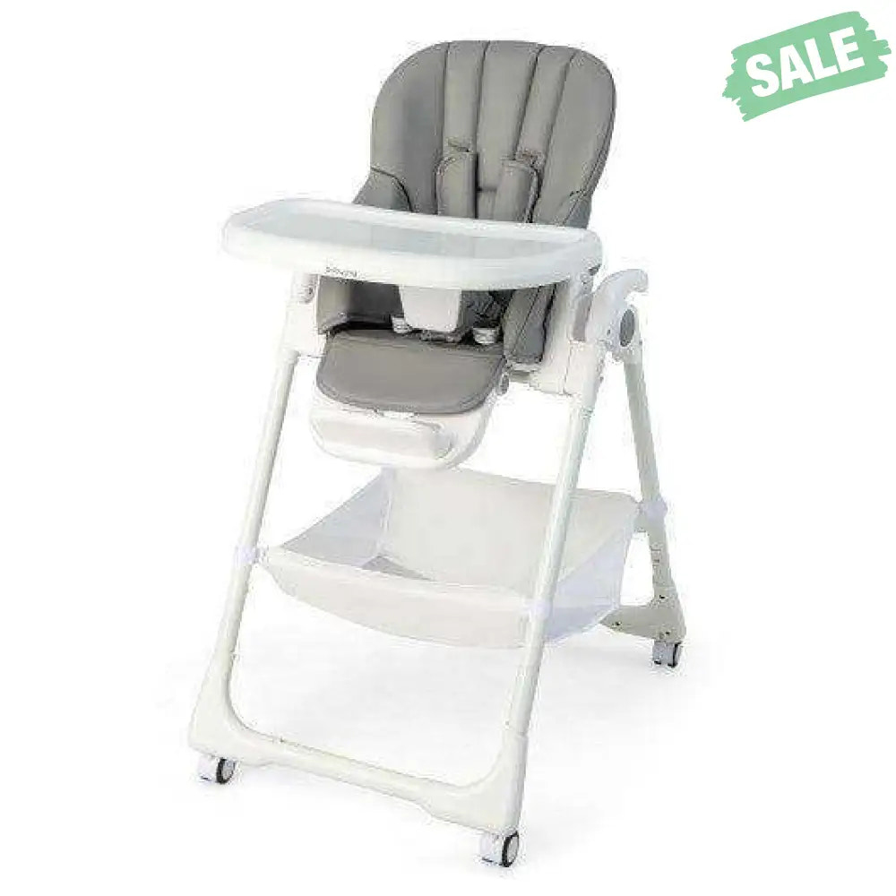 Convertible Infant Dining Chair with 5 Backrest and 3 Footrest Positions-Gray High Chairs