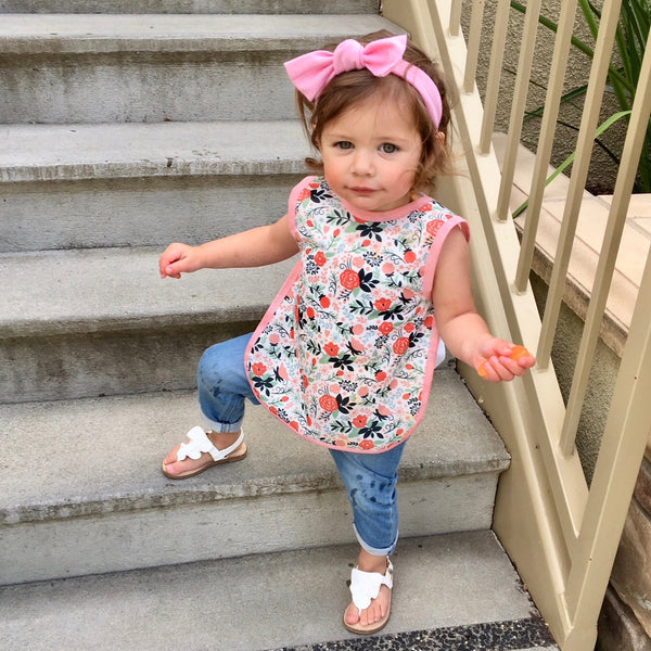 Vintage Rose Bapron for babies, stylish and practical, shown at a 10-degree angle.