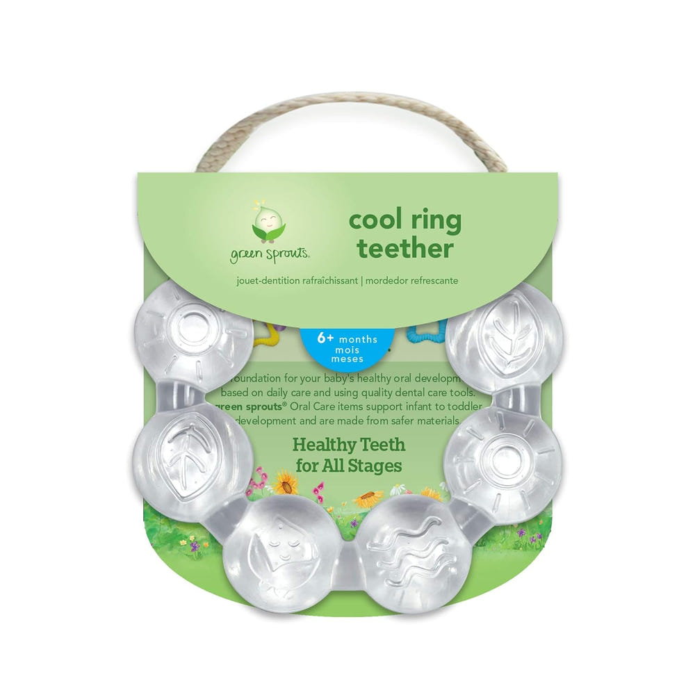 Green Sprouts Cooling Teether for babies 3+ months, designed for soothing gums and promoting healthy teething.