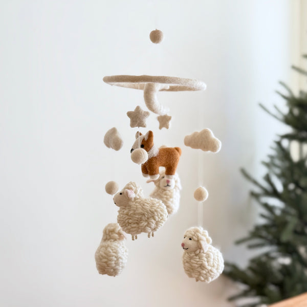 Corgi and Sheep Baby Mobile