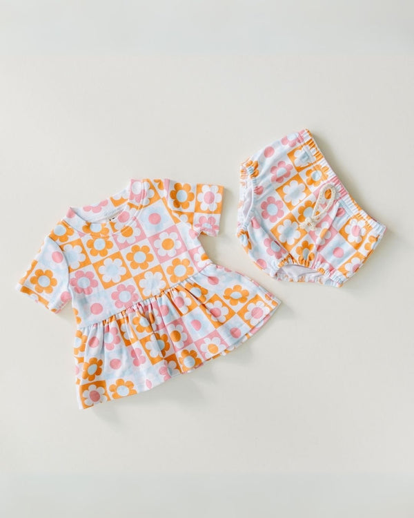 Cotton Peplum Set | Checks & Flowers