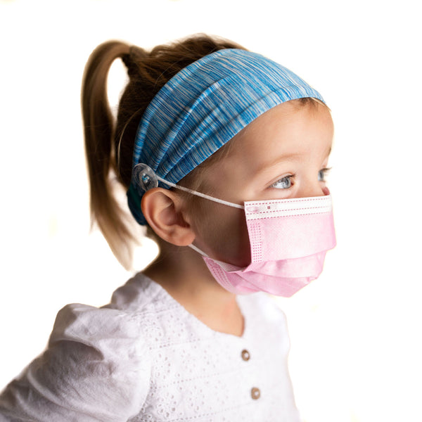 Cotton Candy Blue Savior Headbands with Buttons For Kids